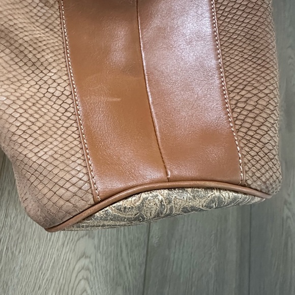 Donald j Pliner Hobo Suede Croc Leather Copper Handbag Purse - Picture 6 of 13